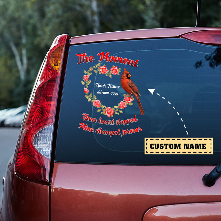 The Moment Your Heart Stopped Custom Text Car Decal Sticker | Waterproof | PVC Vinyl | CSCT5139-Colorful-Gerbera Prints.