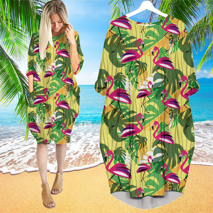 Thou Shall Not Try Me Flamingo Tropical Long Sleeve Midi Dress | MD1439