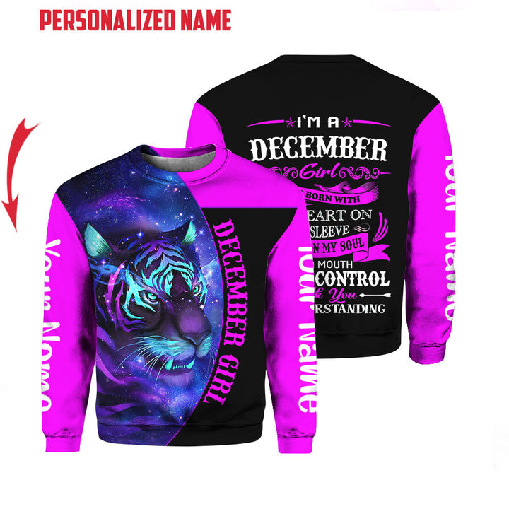 Tiger December Girl Custom Name Crewneck Sweatshirt For Men & Women