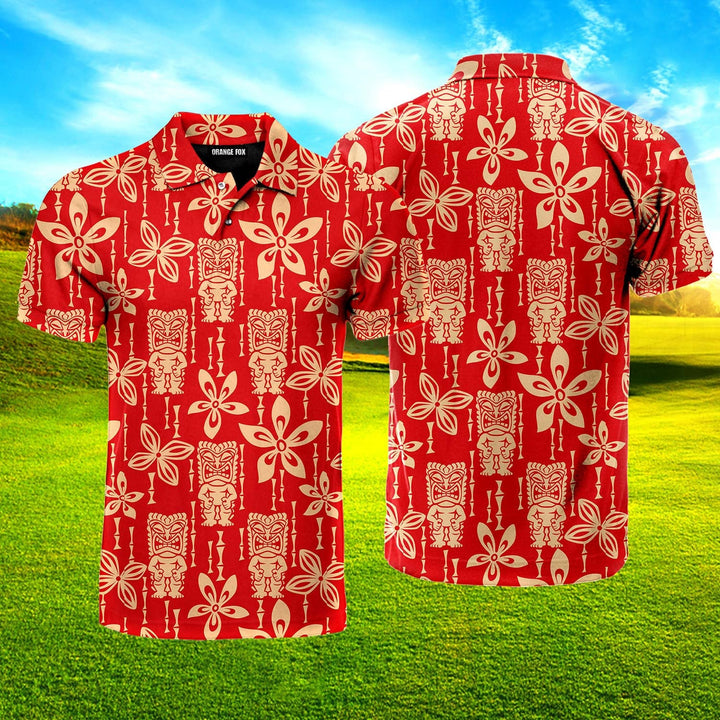 Tiki Tapa Pattern Polo Shirt For Men