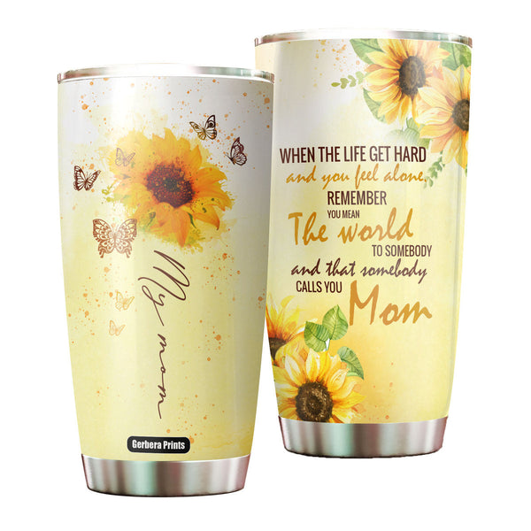 To Mom Mother's Day Sunflower Butterfly Stainless Steel Tumbler Cup Travel Mug TC5900