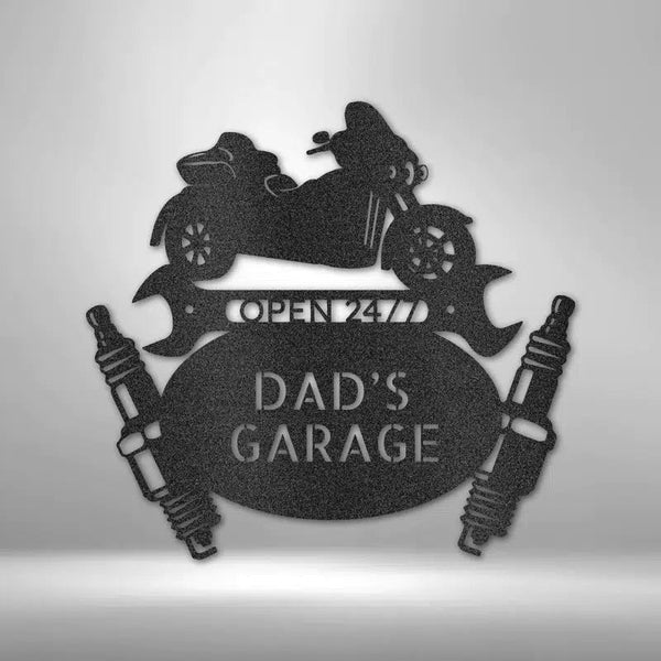 Trike Mechanic Dad's Garage Monogram Custom Name Laser Cut Metal Signs MN1247-Black-Gerbera Prints.