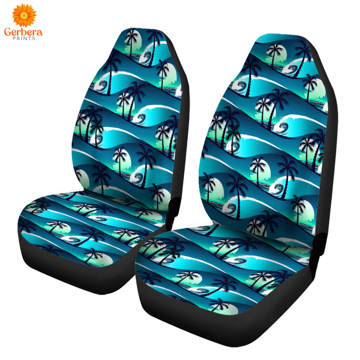 Tropical Hibiscus Palm Trees At Sunset Car Seat Cover Car Interior Accessories CSC5168