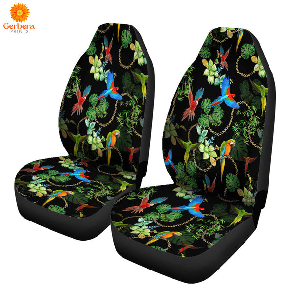 Tropical Parot With Gold Chains Leaves Car Seat Cover Car Interior Accessories CSC5402