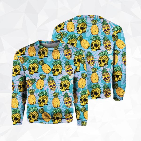 Tropical Pineapple Skull All Over Crewneck Sweatshirt All Over Print For Men & Women HP2178