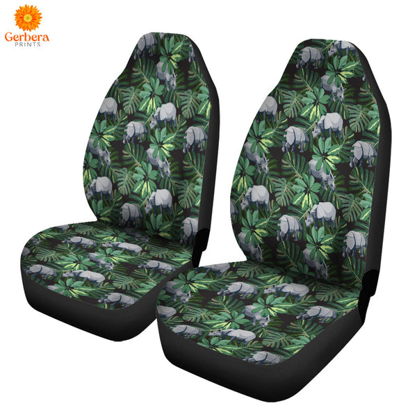 Tropical Rhino Wild Animals Plant Floral Car Seat Cover Car Interior Accessories CSC5551