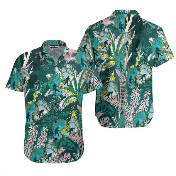 Tropical Forest And Leaves Bigfoot Hawaiian Shirt