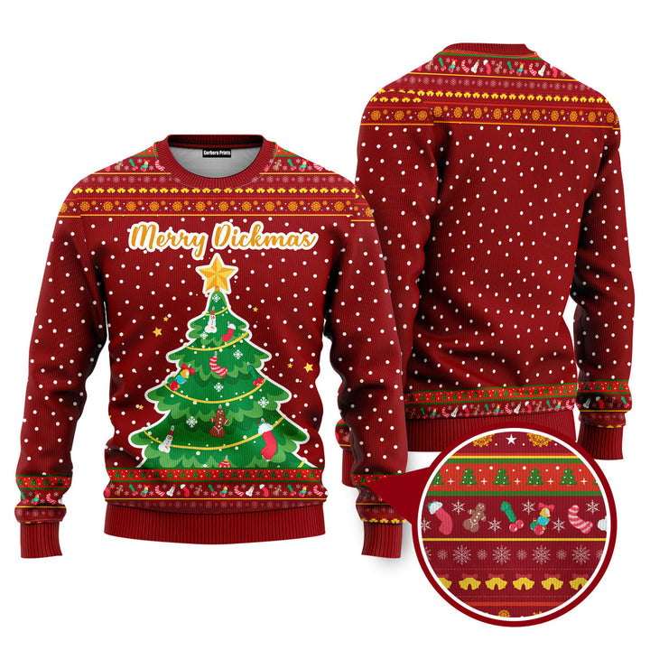 Merry Dickmass Tree Funny Ugly Christmas Sweater 