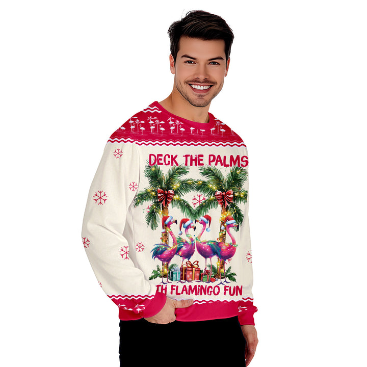 The Palms With Flamingo Funny Ugly Christmas Sweater 