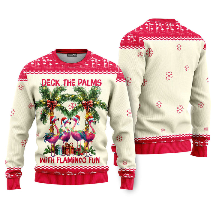 The Palms With Flamingo Funny Ugly Christmas Sweater 