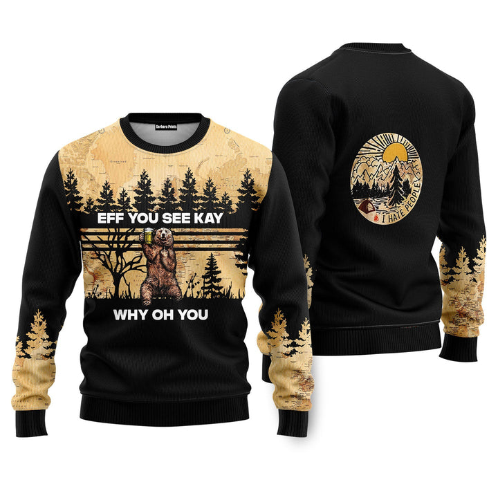 Eff Bear Beer You See Kay Why Oh You Ugly Christmas Sweater1004