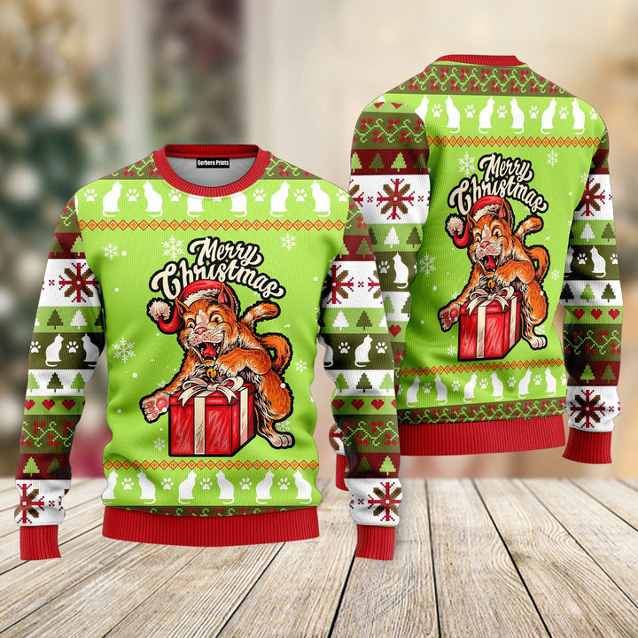 Funny Cat Merry Ugly Christmas Sweater