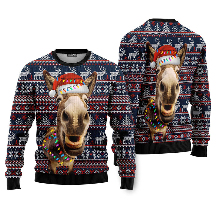 Donkey Funny Colorful Light Christmas Sweaters