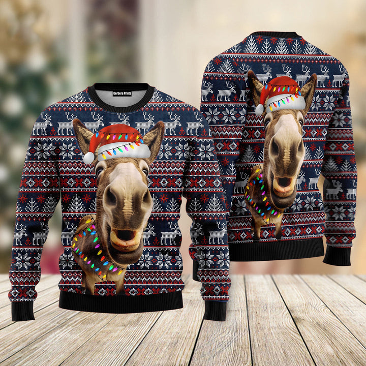 Donkey Funny Colorful Light Christmas Sweaters