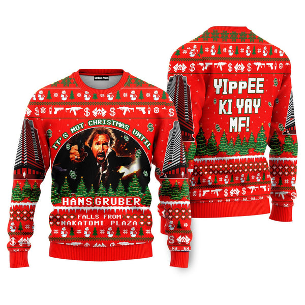 New Arrivals It s Not Christmas Until Fall from Nakatomi Plaza Red Ugly Christmas Sweater M