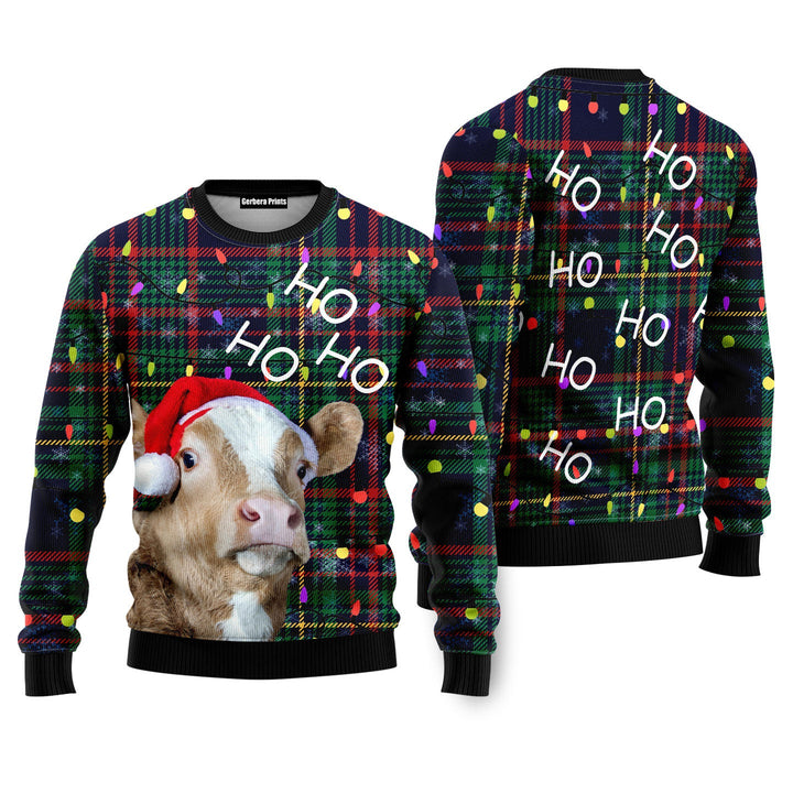 Ho Ho Ho Cow Christmas Tree Ugly Christmas Sweater