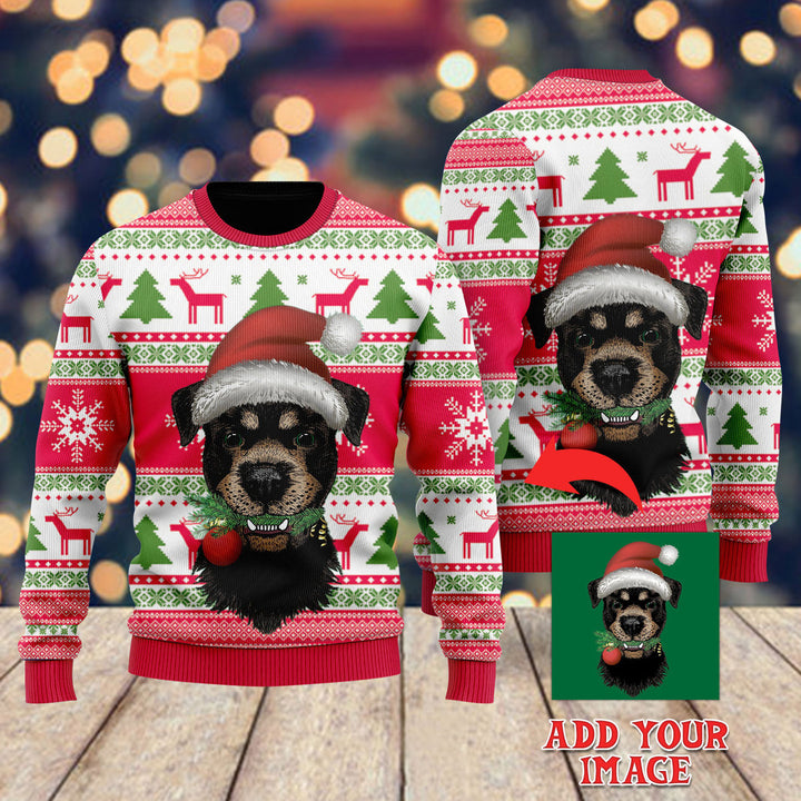 Custom Photo Of Dog On Vintage Xmas Custom Christmas Sweater