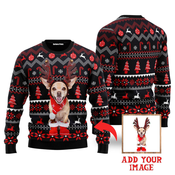 Funny Dog In Red Xmas Custom Christmas Sweater