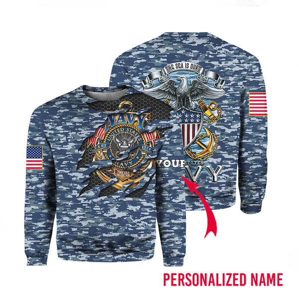 US Navy Custom Name Crewneck Sweatshirt For Men & Women