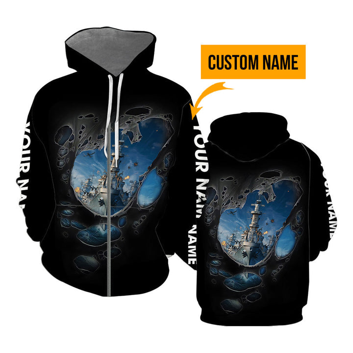 US Navy Custom Name Zip Up Hoodie For Men & Women