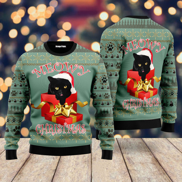 Black Cat Gift Ugly Christmas Sweater For Men & Women US5174