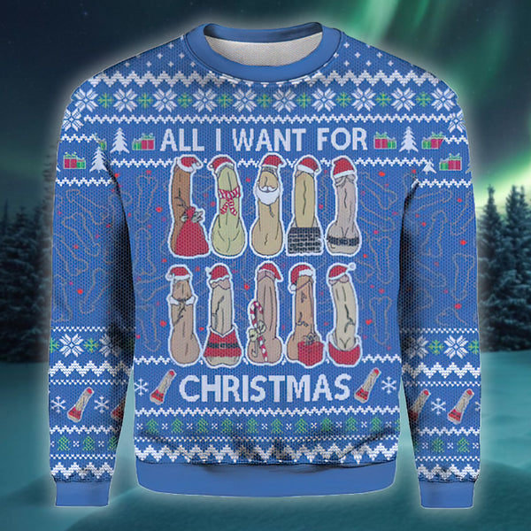 All I Want For Christmas Is You Funny Blue Ugly Christmas Sweater