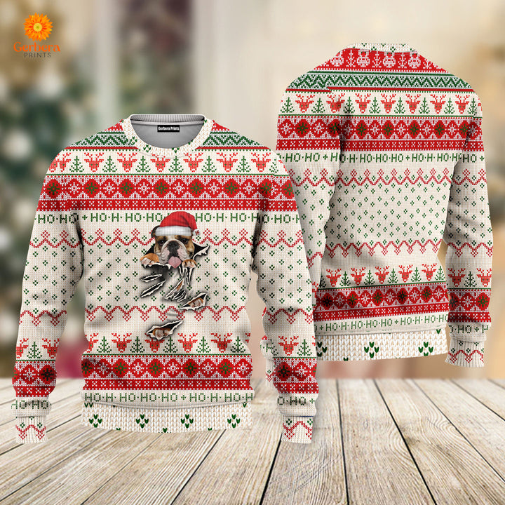 English Bulldog Scratch Ugly Christmas Sweater For Men & Women US5482