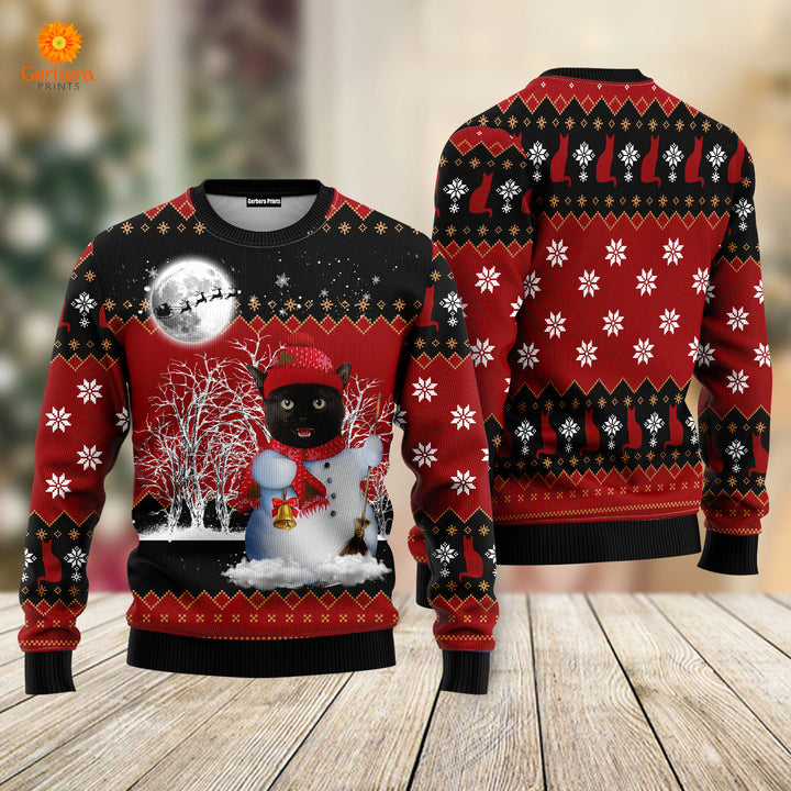 Snowman Cat Ugly Christmas Sweater For Men & Women US5516