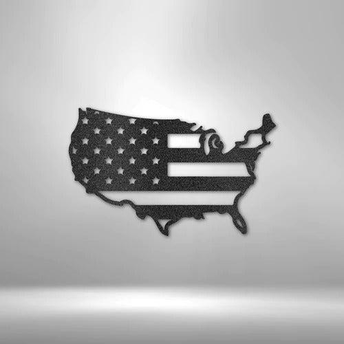 USA Map American Flag Laser Cut Metal Signs MS1080