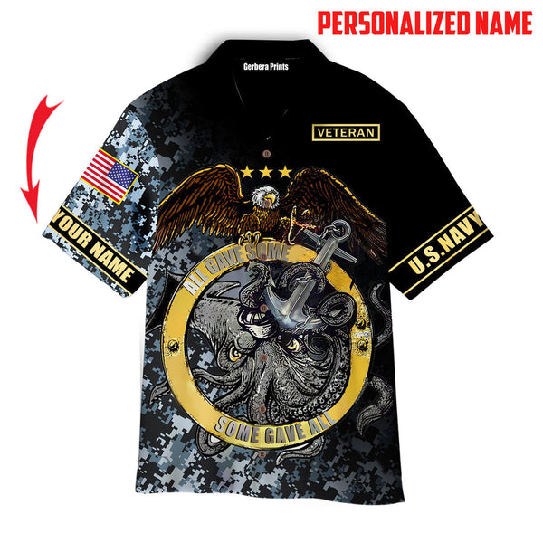 U.S Navy Octopus Cool Aloha Custom Name Hawaiian Shirt For Men & Women