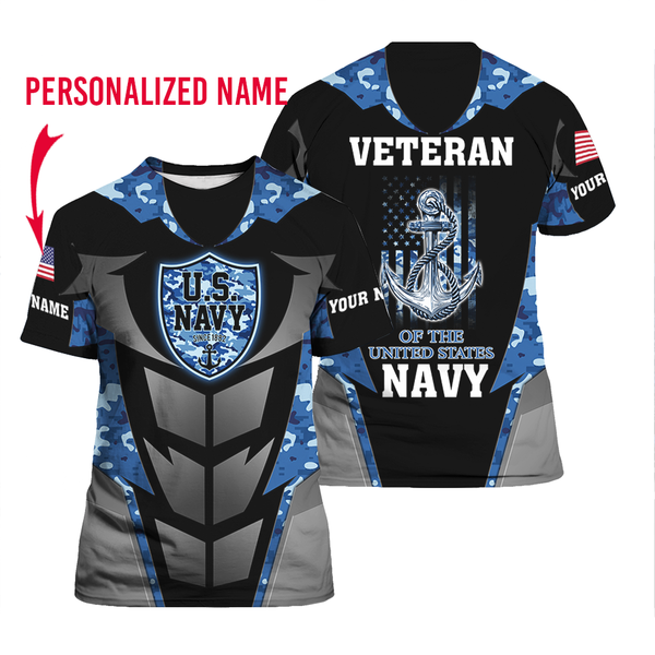 U.S Navy Veteran Custom Name T Shirt For Men & Women