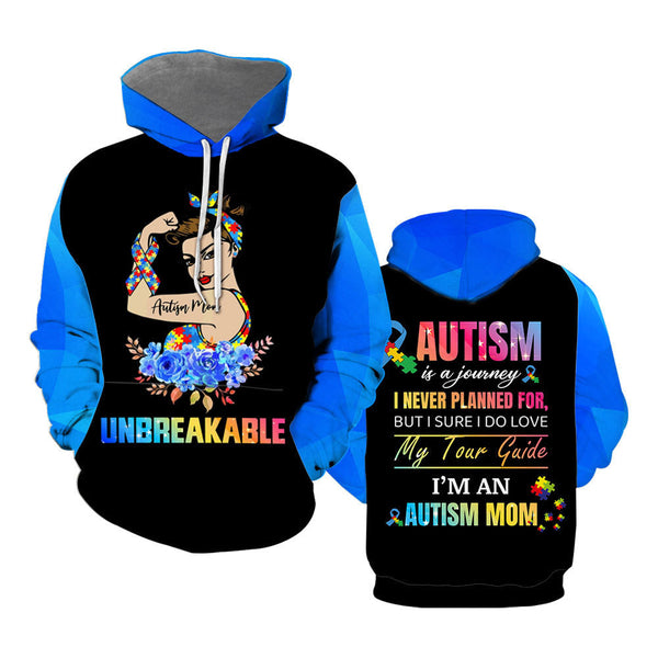 Unbreakable Autism Mom Hoodie Over Print | For Men & Women | HP5732-Hoodie-Gerbera Prints.