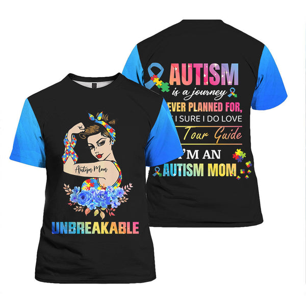 Unbreakable Autism Mom T shirts All Over Print | For Men & Women | HP5732-Colorful-Gerbera Prints.