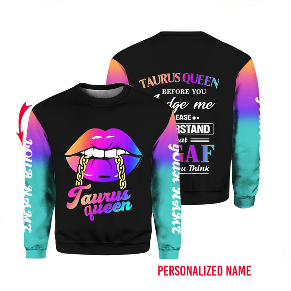 Understand Taurus Queen Custom Name Crewneck Sweatshirt For Men & Women