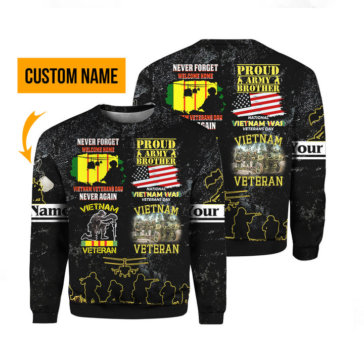 Vietnam Veterans Custom Name Crewneck Sweatshirt For Men & Women