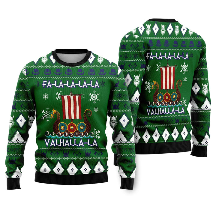 Viking Valhalla Boat Ugly Christmas Sweater | For Men & Women | US1394-Colorful-Gerbera Prints.