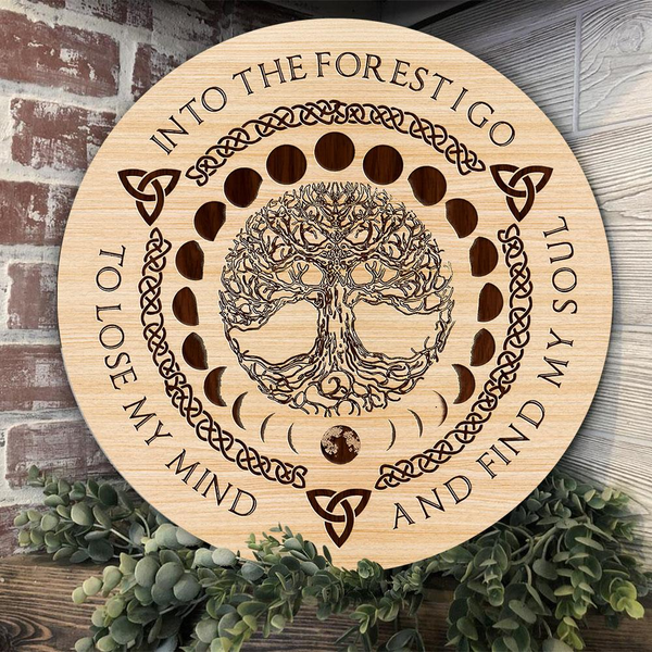 Copy of Vikings Valhalla Celtic Knot Norsemen Custom Round Wood Sign | Home Decoration | Waterproof | WN1255-Colorful-Gerbera Prints.