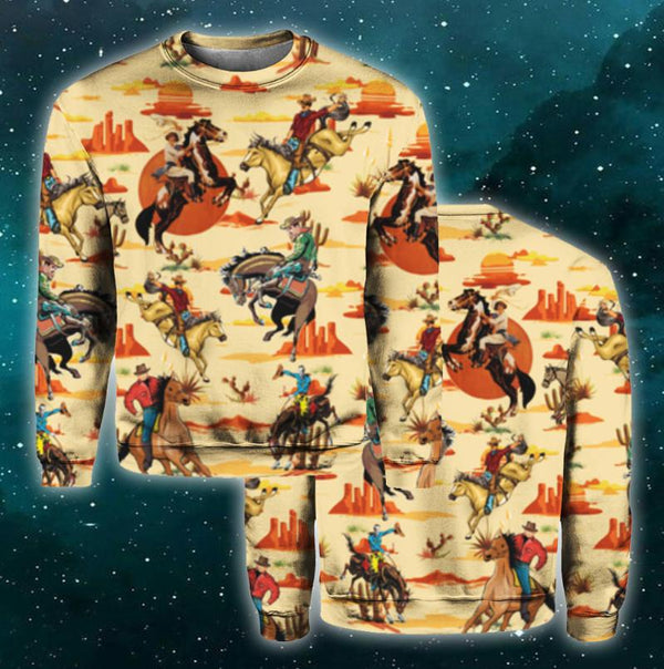 Vintage Cowboy Riding Horse Sweatshirt All For Men & Women