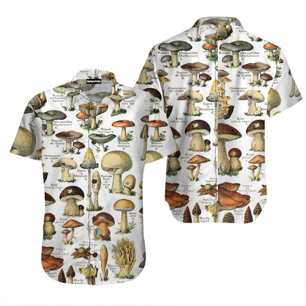 Vintage Fungi Types Of Mushroom Hawaiian Shirt