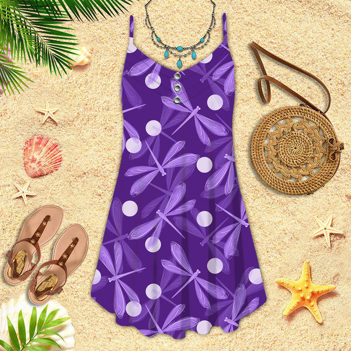 Violet Dragonfly Spaghetti Strap Summer Dress | SD1597