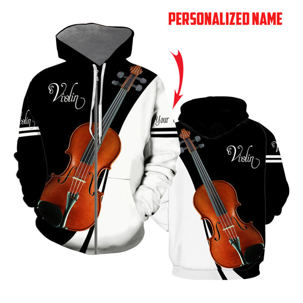 Violin Custom Name Zip Up HoodieFor Men & Women