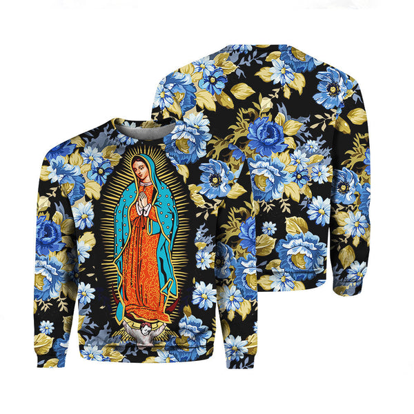 Virgin De Guadalupe Flowers Floral Crewneck Sweatshirt All Over Print For Men & Women HP1278