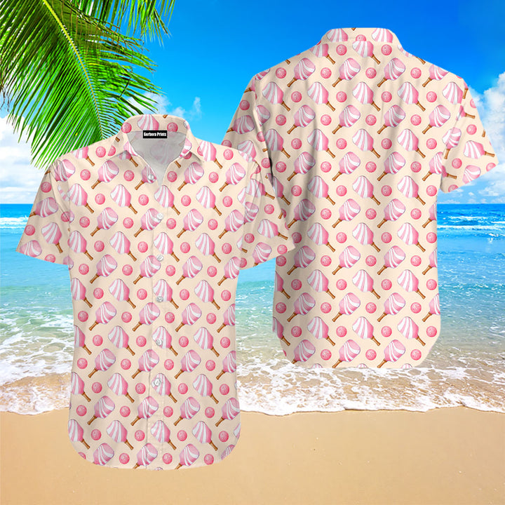 Pink Pickleball Paddles Pattern Aloha Hawaiian Shirts