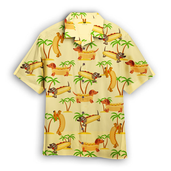 Funny Dachshund Hot Dog Hawaiian Shirt