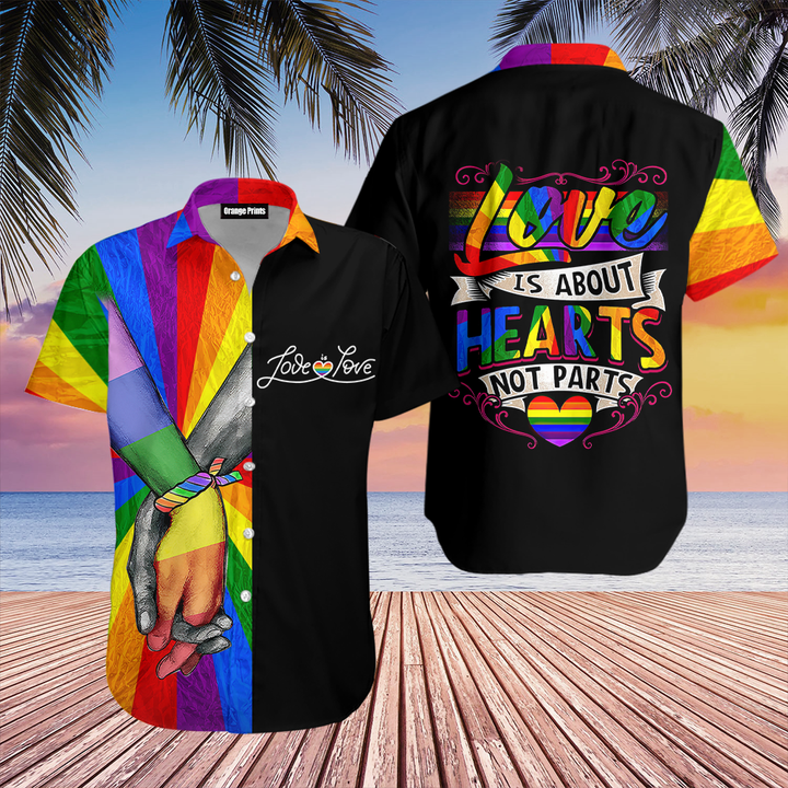 Amazing LGBT Love Is About Hearts Not Parts Hawaiian Shirt