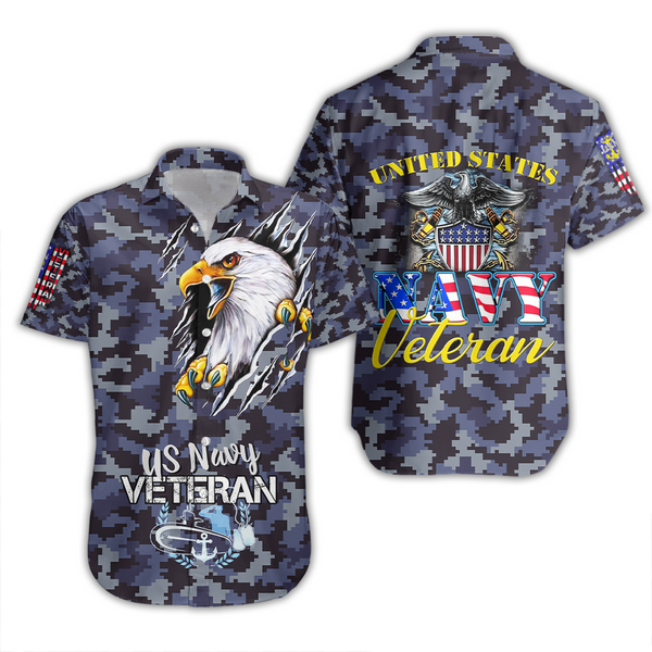 Camo US Navy veteran Hawaiian Shirt