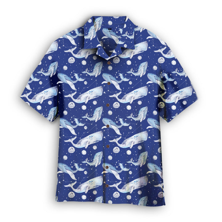 Star Whales On Blue Sea Hawaiian Shirt