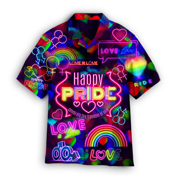 LGBT Love Is Love Pride Month Rainbow Lights Hawaiian Shirt