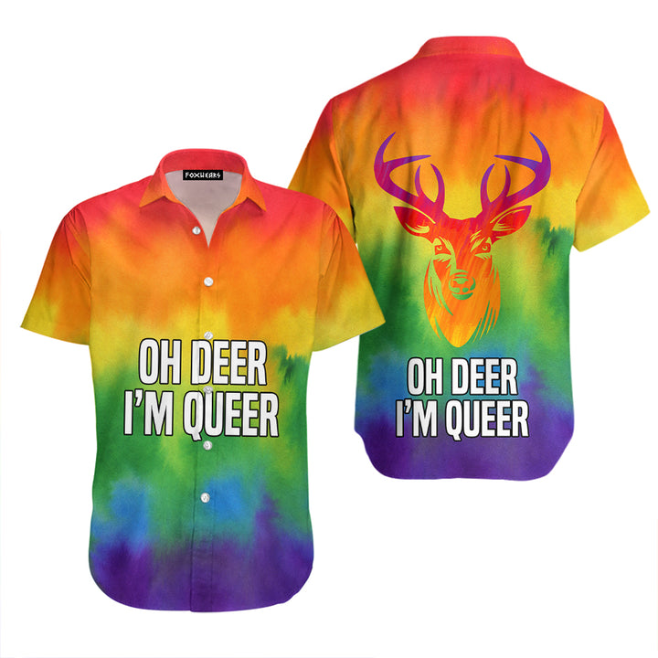 Oh Deer I'm Queer LGBT Rainbow Pride Month Hawaiian Shirt