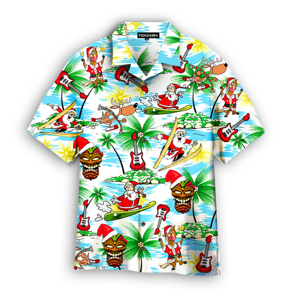 Merry Christmas In July Tiki Santa Clause Hawaiian Shirt